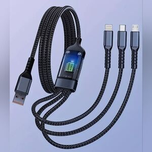 Olishen Black 6.6' (2m) 100W Pro Fast 3-in-1 Nylon Universal Charging Cable